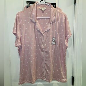 Laura Ashley Pink Pajama Top and Bottom with White Hearts